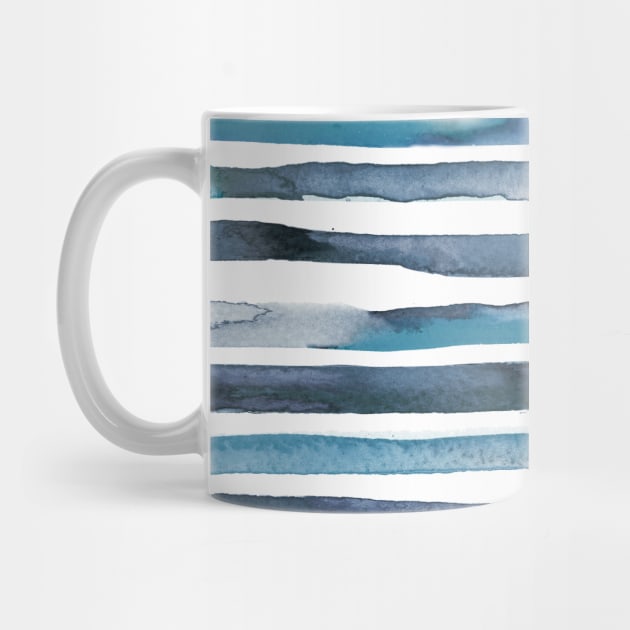 Pocket - WATERCOLOR STRIPES BLUEE by ninoladesign